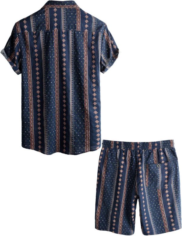 VATPAVE Mens Floral Hawaiian Shirts Short Sleeve Button Down Beach Shirts Suits - Image 62