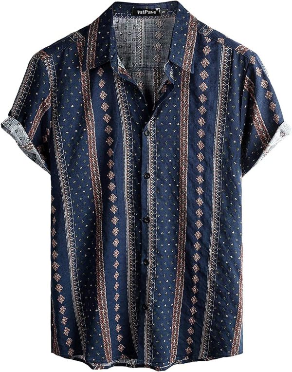 VATPAVE Mens Floral Hawaiian Shirts Short Sleeve Button Down Beach Shirts Suits - Image 63