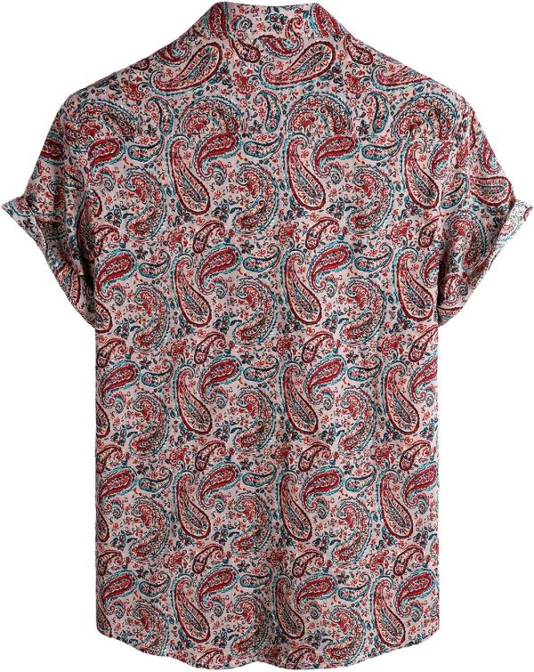 VATPAVE Mens Floral Hawaiian Shirts Short Sleeve Button Down Beach Shirts Suits - Image 70