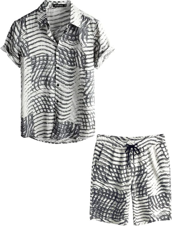 VATPAVE Mens Floral Hawaiian Shirts Short Sleeve Button Down Beach Shirts Suits - Image 73