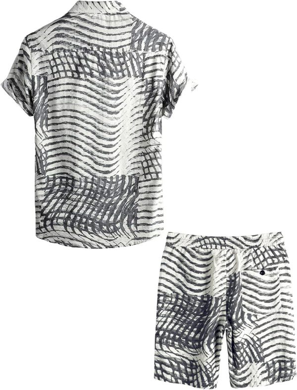 VATPAVE Mens Floral Hawaiian Shirts Short Sleeve Button Down Beach Shirts Suits - Image 74