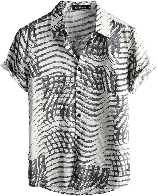 VATPAVE Mens Floral Hawaiian Shirts Short Sleeve Button Down Beach Shirts Suits - Image 75