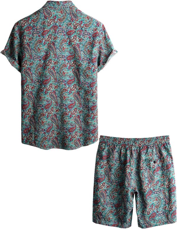 VATPAVE Mens Floral Hawaiian Shirts Short Sleeve Button Down Beach Shirts Suits - Image 80