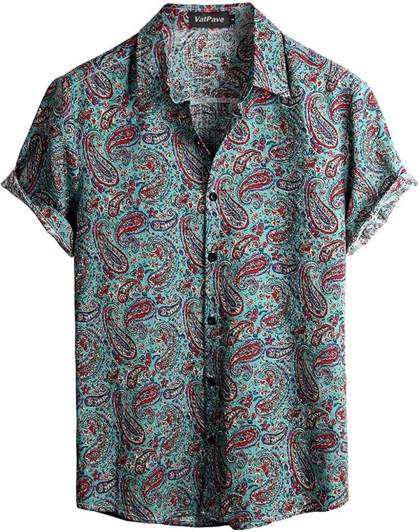 VATPAVE Mens Floral Hawaiian Shirts Short Sleeve Button Down Beach Shirts Suits - Image 81