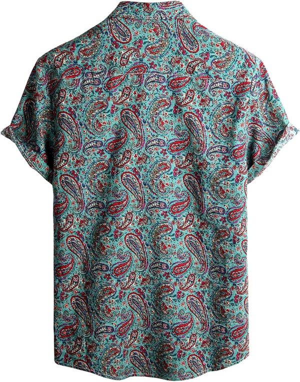 VATPAVE Mens Floral Hawaiian Shirts Short Sleeve Button Down Beach Shirts Suits - Image 82