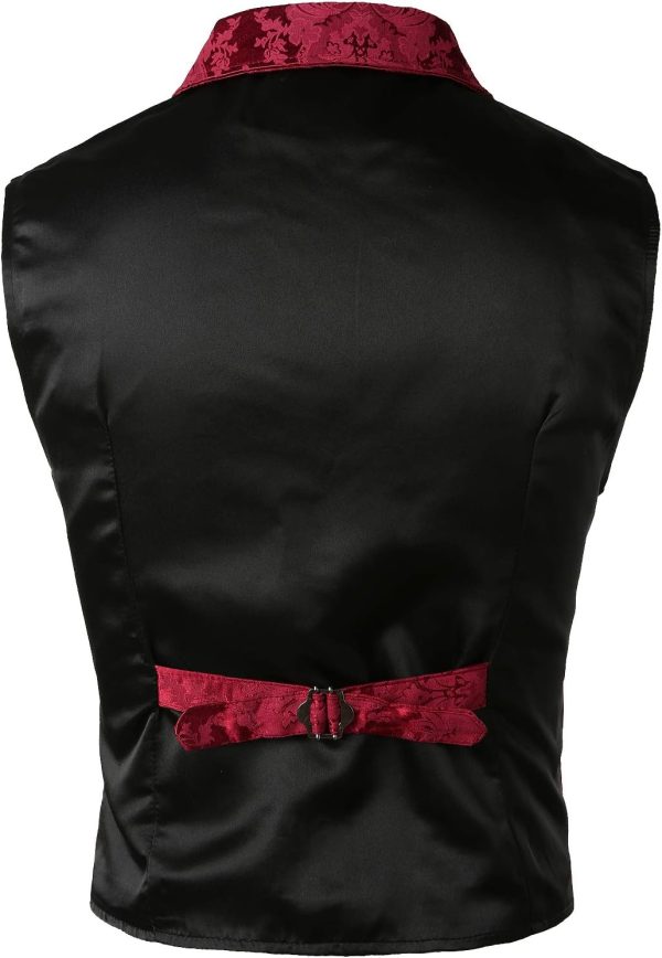 VATPAVE Mens Victorian Suit Vest Steampunk Gothic Waistcoat - Image 9