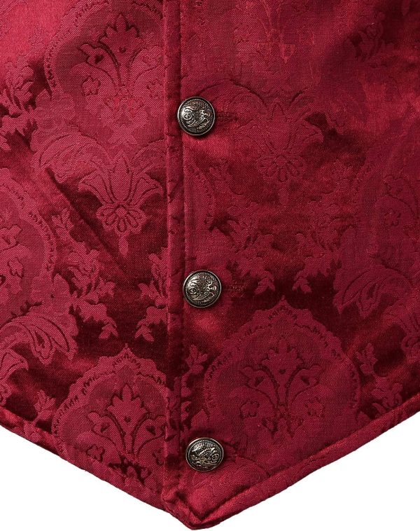 VATPAVE Mens Victorian Suit Vest Steampunk Gothic Waistcoat - Image 11