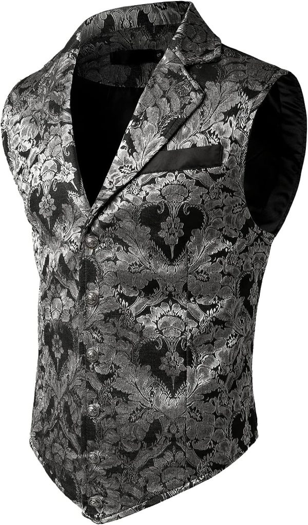 VATPAVE Mens Victorian Suit Vest Steampunk Gothic Waistcoat - Image 13