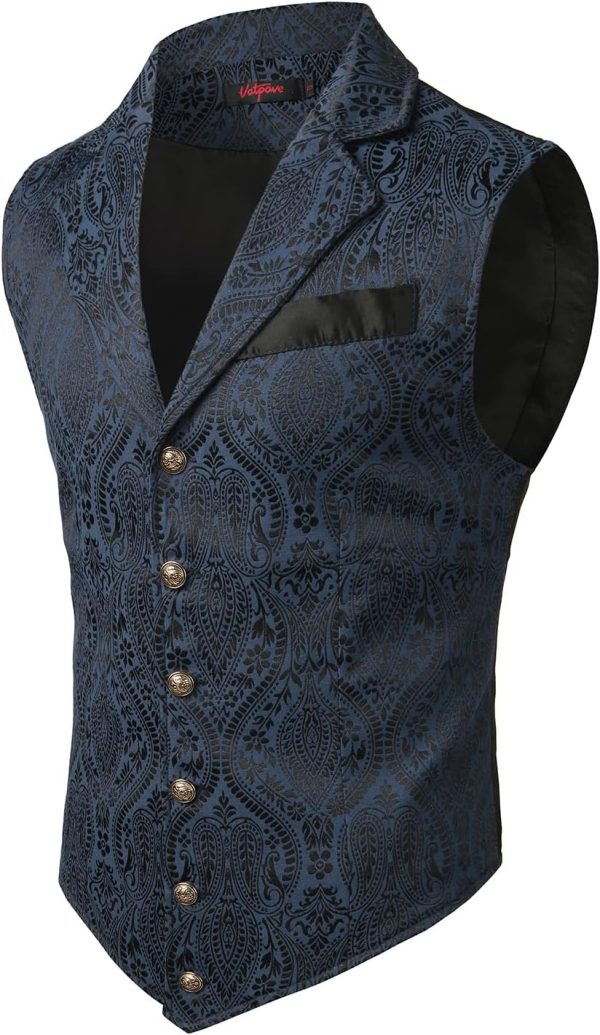 VATPAVE Mens Victorian Suit Vest Steampunk Gothic Waistcoat - Image 19