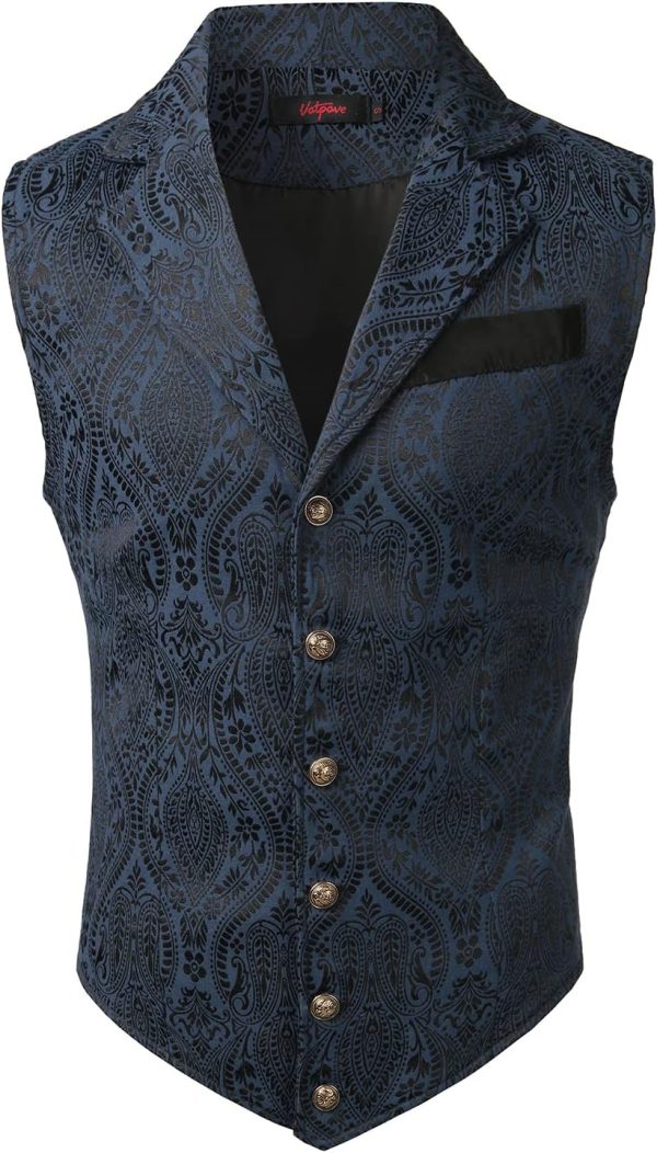 VATPAVE Mens Victorian Suit Vest Steampunk Gothic Waistcoat - Image 20