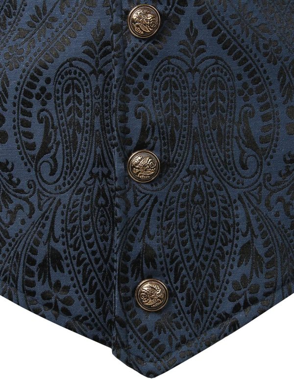VATPAVE Mens Victorian Suit Vest Steampunk Gothic Waistcoat - Image 24