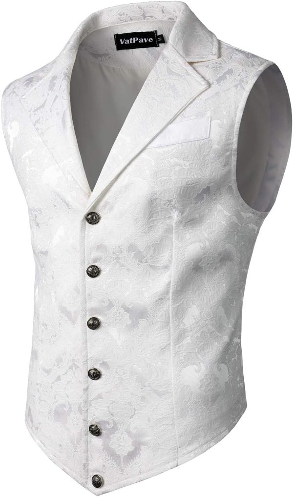 VATPAVE Mens Victorian Suit Vest Steampunk Gothic Waistcoat - Image 31