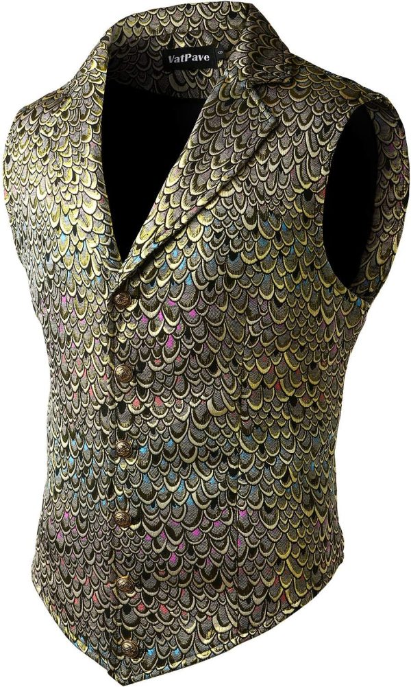 VATPAVE Mens Victorian Suit Vest Steampunk Gothic Waistcoat - Image 43