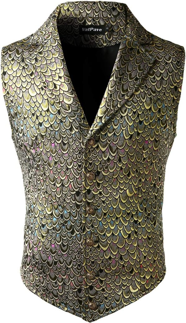 VATPAVE Mens Victorian Suit Vest Steampunk Gothic Waistcoat - Image 44