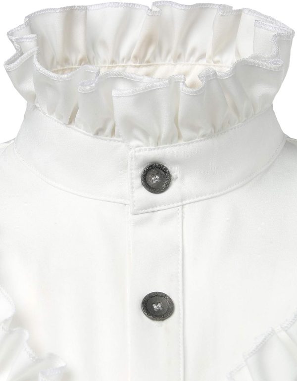 VATPAVE Mens Ruffle Pirate Shirts Medieval Renaissance Cosplay Costume Steampunk Victorian Tops - Image 4