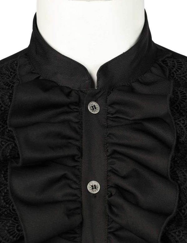 VATPAVE Mens Ruffle Pirate Shirts Medieval Renaissance Cosplay Costume Steampunk Victorian Tops - Image 20