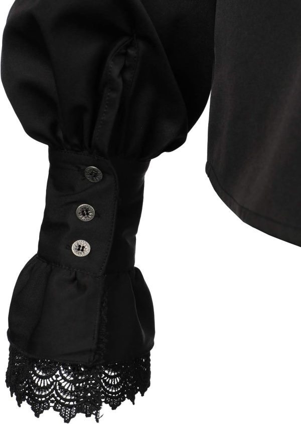 VATPAVE Mens Ruffle Pirate Shirts Medieval Renaissance Cosplay Costume Steampunk Victorian Tops - Image 22