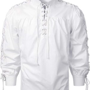 VATPAVE Mens Bandage Renaissance Shirts Gothic Pirate Cosplay Costume Tops