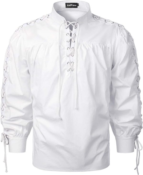 VATPAVE Mens Bandage Renaissance Shirts Gothic Pirate Cosplay Costume Tops