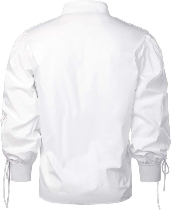 VATPAVE Mens Bandage Renaissance Shirts Gothic Pirate Cosplay Costume Tops - Image 3