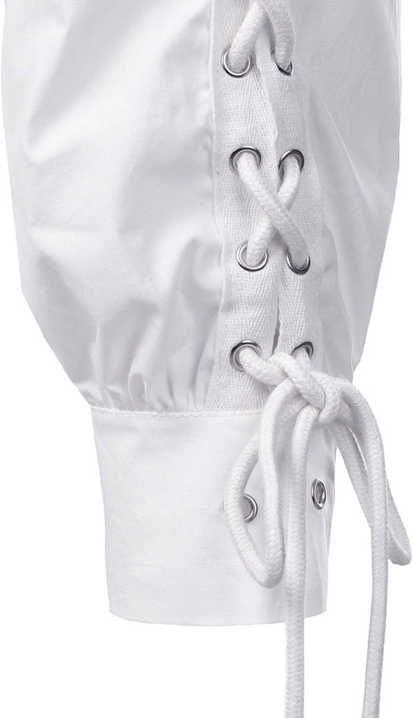 VATPAVE Mens Bandage Renaissance Shirts Gothic Pirate Cosplay Costume Tops - Image 6