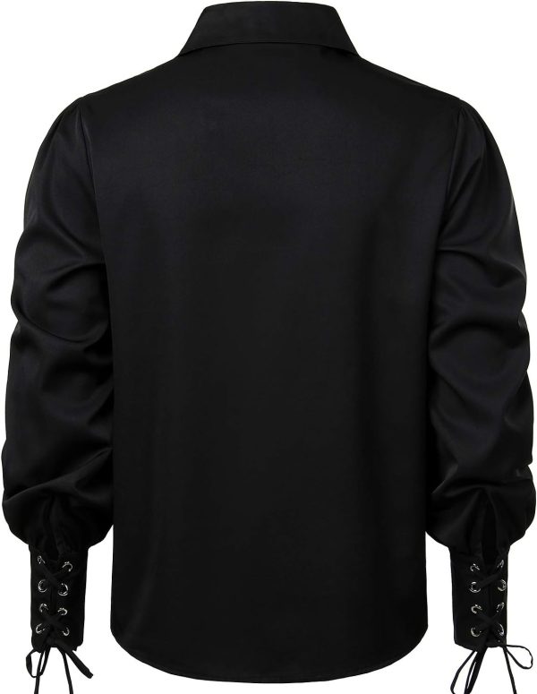 VATPAVE Mens Bandage Renaissance Shirts Gothic Pirate Cosplay Costume Tops - Image 16