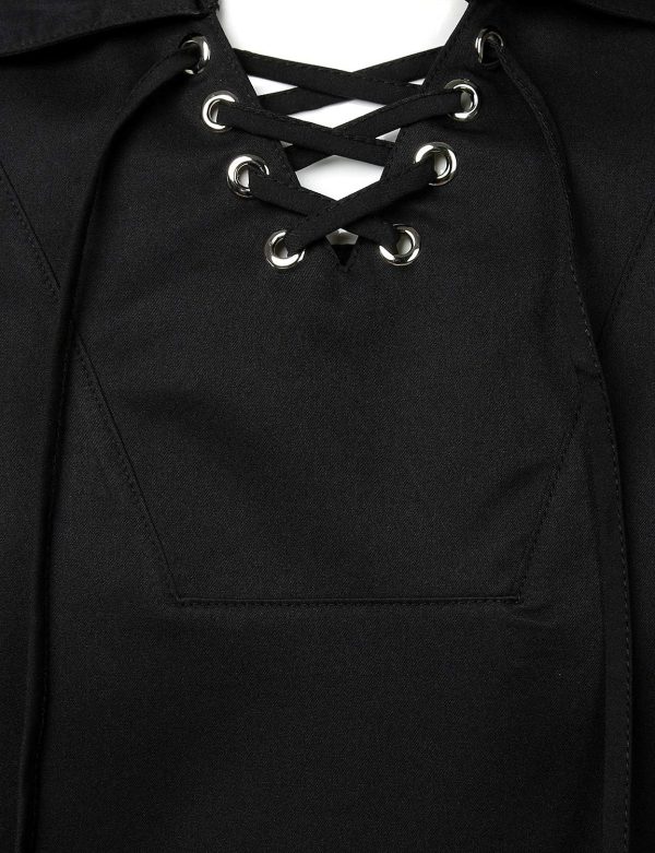 VATPAVE Mens Bandage Renaissance Shirts Gothic Pirate Cosplay Costume Tops - Image 17