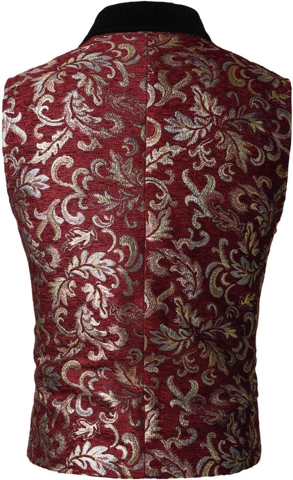 VATPAVE Mens Victorian Double Breasted Vest Gothic Steampunk Waistcoat - Image 3
