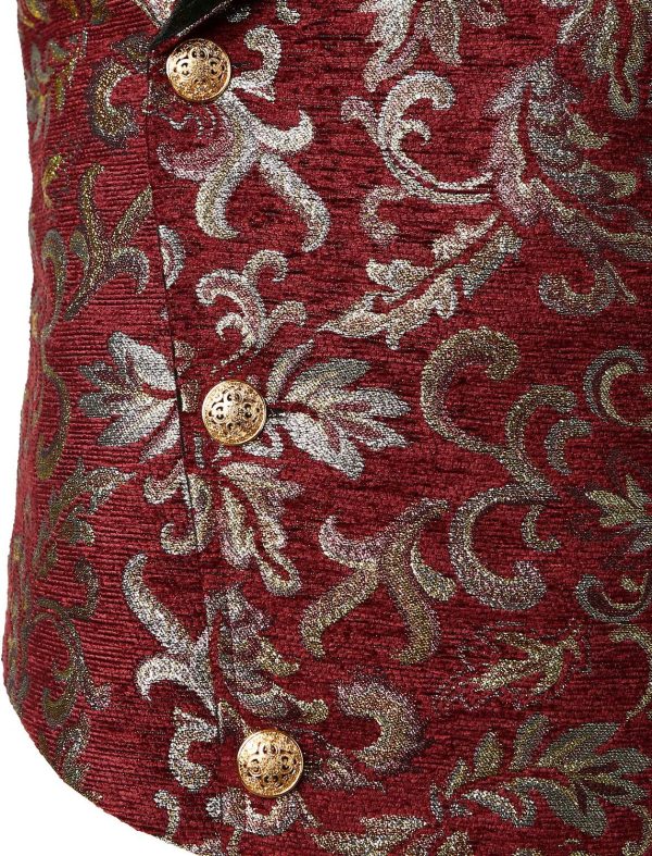 VATPAVE Mens Victorian Double Breasted Vest Gothic Steampunk Waistcoat - Image 5