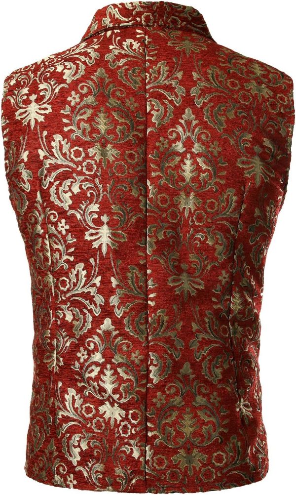 VATPAVE Mens Victorian Double Breasted Vest Gothic Steampunk Waistcoat - Image 21