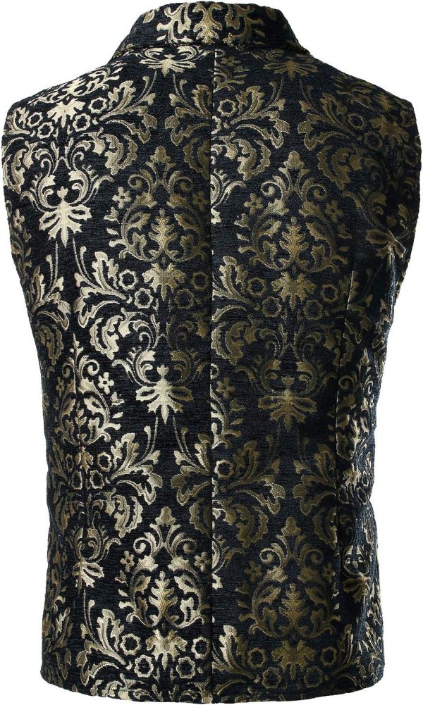 VATPAVE Mens Victorian Double Breasted Vest Gothic Steampunk Waistcoat - Image 27