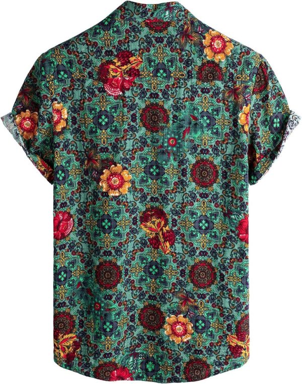 VATPAVE Mens Casual Short Sleeve Button Down Shirts Regular Fit Hawaiian Summer Shirt - Image 2