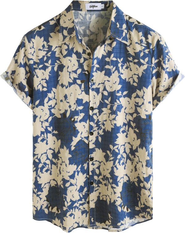 VATPAVE Mens Casual Short Sleeve Button Down Shirts Regular Fit Hawaiian Summer Shirt - Image 14