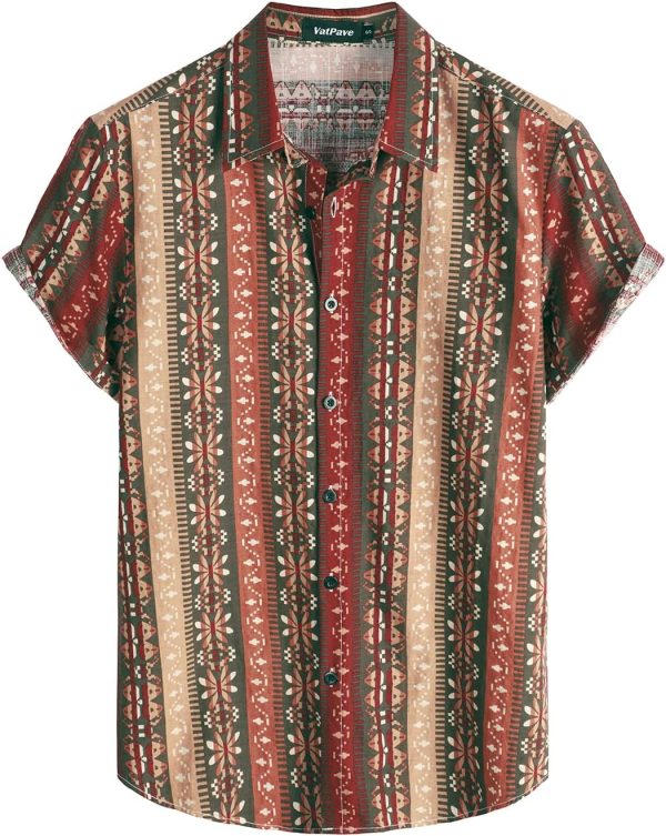 VATPAVE Mens Casual Short Sleeve Button Down Shirts Regular Fit Hawaiian Summer Shirt - Image 20