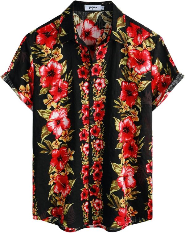VATPAVE Mens Casual Short Sleeve Button Down Shirts Regular Fit Hawaiian Summer Shirt - Image 26