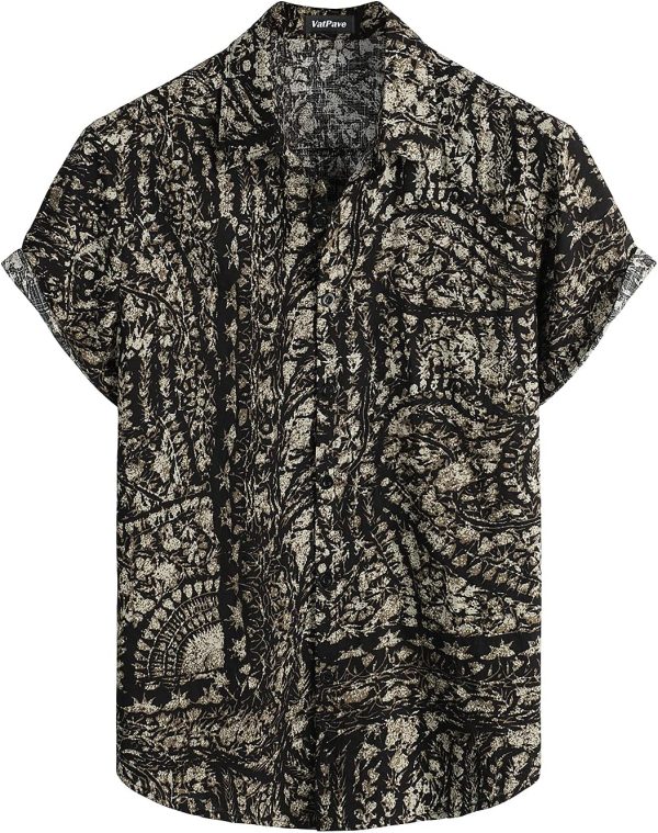 VATPAVE Mens Casual Short Sleeve Button Down Shirts Regular Fit Hawaiian Summer Shirt - Image 32