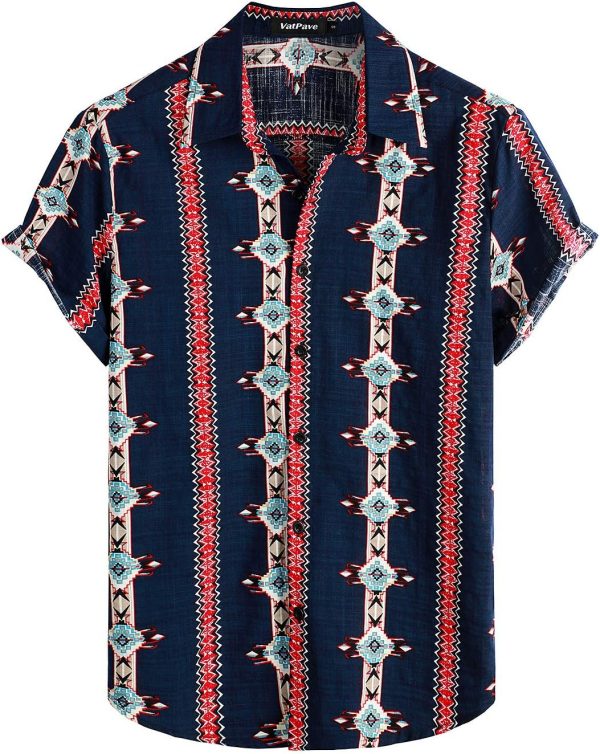 VATPAVE Mens Casual Short Sleeve Button Down Shirts Regular Fit Hawaiian Summer Shirt - Image 38