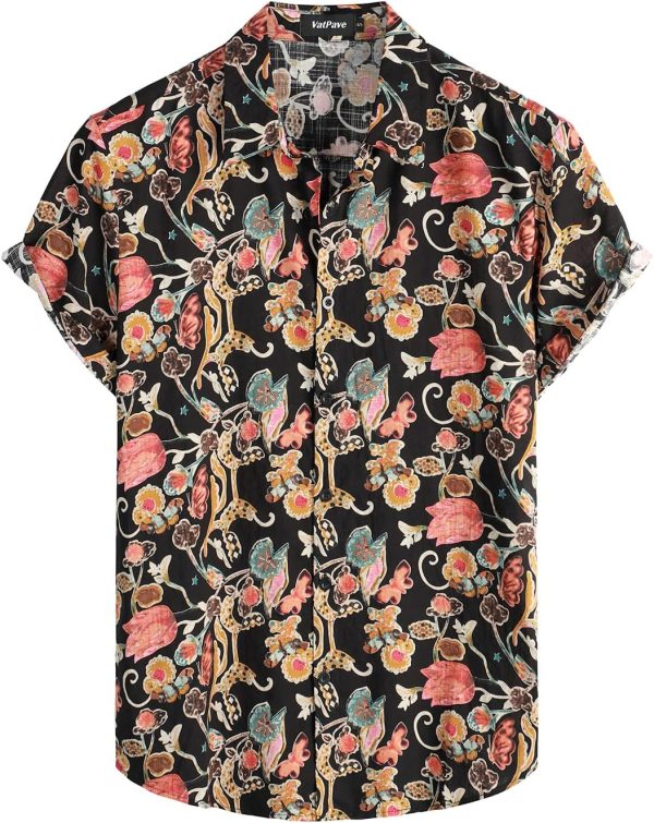 VATPAVE Mens Casual Short Sleeve Button Down Shirts Regular Fit Hawaiian Summer Shirt - Image 44