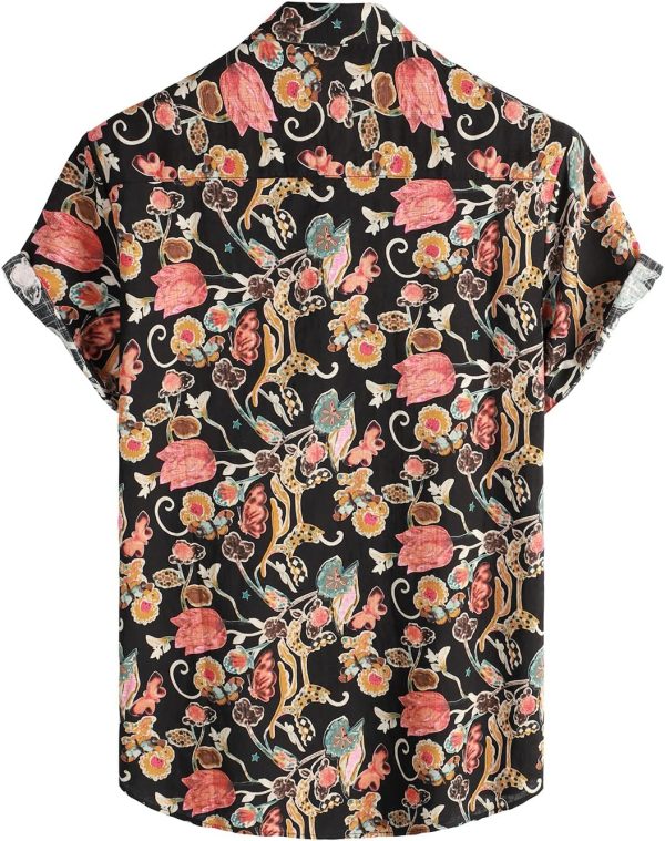VATPAVE Mens Casual Short Sleeve Button Down Shirts Regular Fit Hawaiian Summer Shirt - Image 45