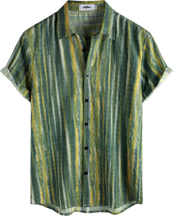 VATPAVE Mens Casual Short Sleeve Button Down Shirts Regular Fit Hawaiian Summer Shirt - Image 50