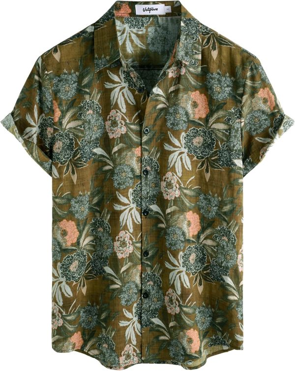 VATPAVE Mens Casual Short Sleeve Button Down Shirts Regular Fit Hawaiian Summer Shirt - Image 56