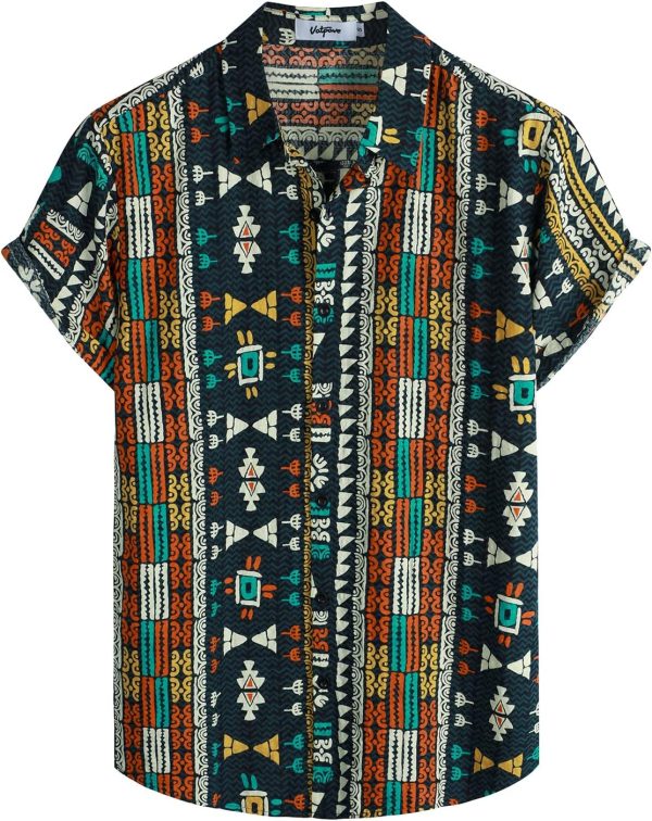 VATPAVE Mens Casual Short Sleeve Button Down Shirts Regular Fit Hawaiian Summer Shirt - Image 62