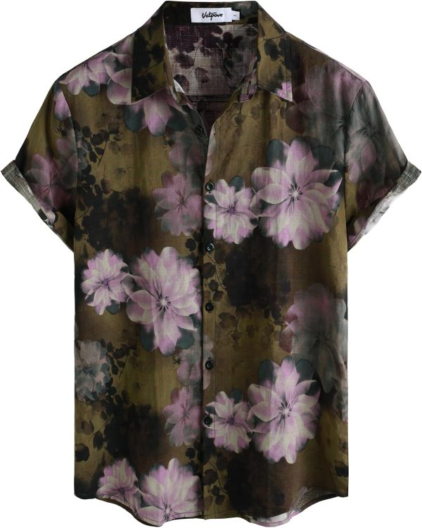 VATPAVE Mens Casual Short Sleeve Button Down Shirts Regular Fit Hawaiian Summer Shirt - Image 87