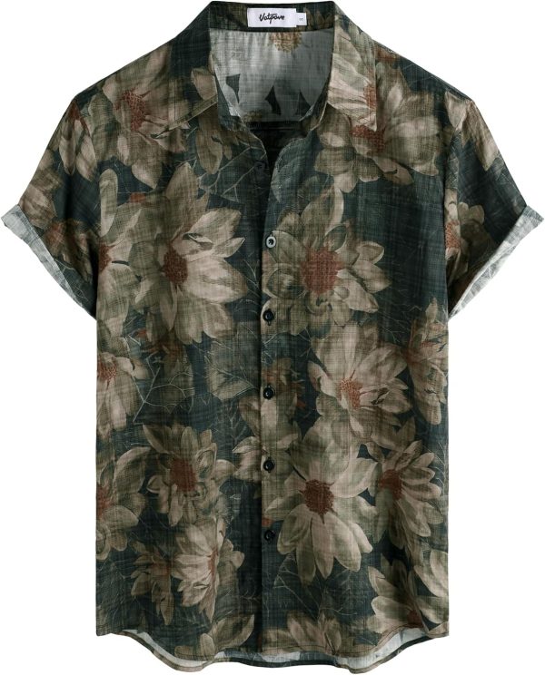 VATPAVE Mens Casual Short Sleeve Button Down Shirts Regular Fit Hawaiian Summer Shirt - Image 93