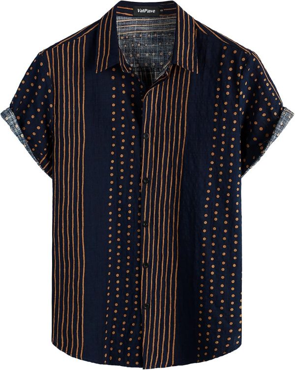 VATPAVE Mens Casual Short Sleeve Button Down Shirts Regular Fit Hawaiian Summer Shirt - Image 99