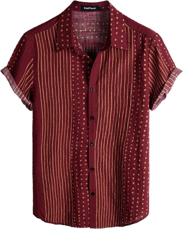VATPAVE Mens Casual Short Sleeve Button Down Shirts Regular Fit Hawaiian Summer Shirt - Image 105