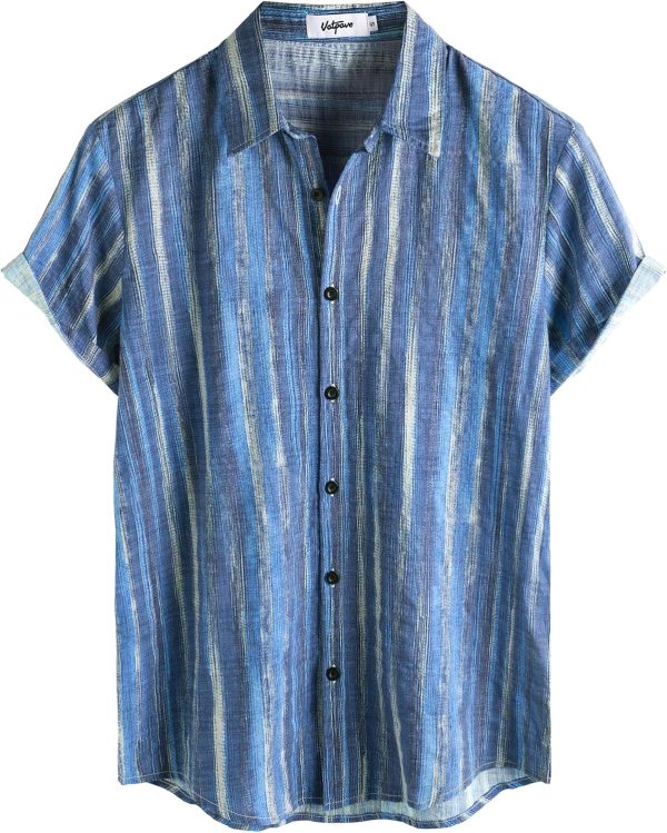 VATPAVE Mens Casual Short Sleeve Button Down Shirts Regular Fit Hawaiian Summer Shirt - Image 111