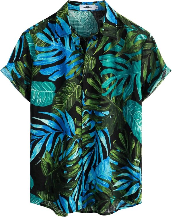 VATPAVE Mens Casual Short Sleeve Button Down Shirts Regular Fit Hawaiian Summer Shirt - Image 117