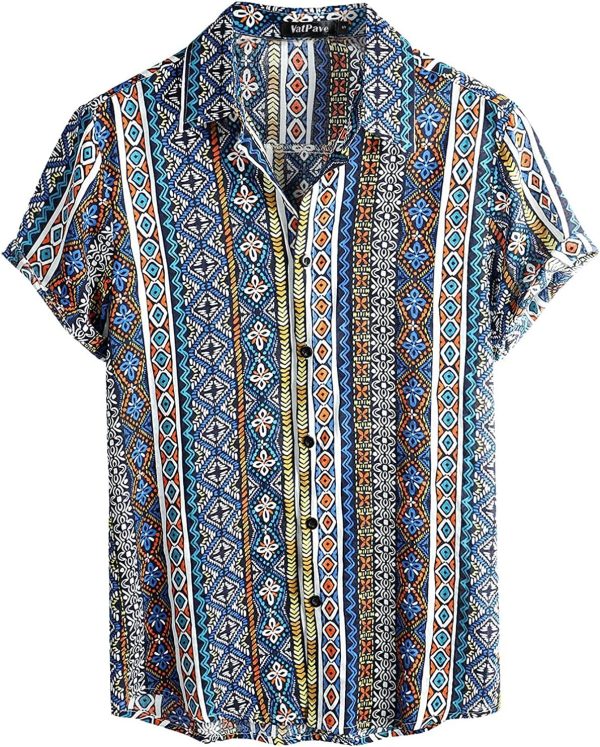 VATPAVE Mens Casual Short Sleeve Button Down Shirts Regular Fit Hawaiian Summer Shirt - Image 123