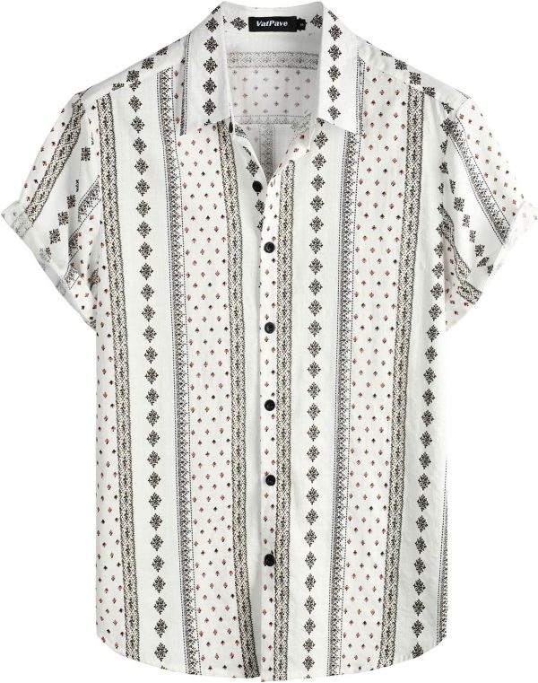 VATPAVE Mens Casual Short Sleeve Button Down Shirts Regular Fit Hawaiian Summer Shirt - Image 129